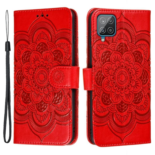 SKALO Samsung A22 4G Mandala Flip Cover - Rød