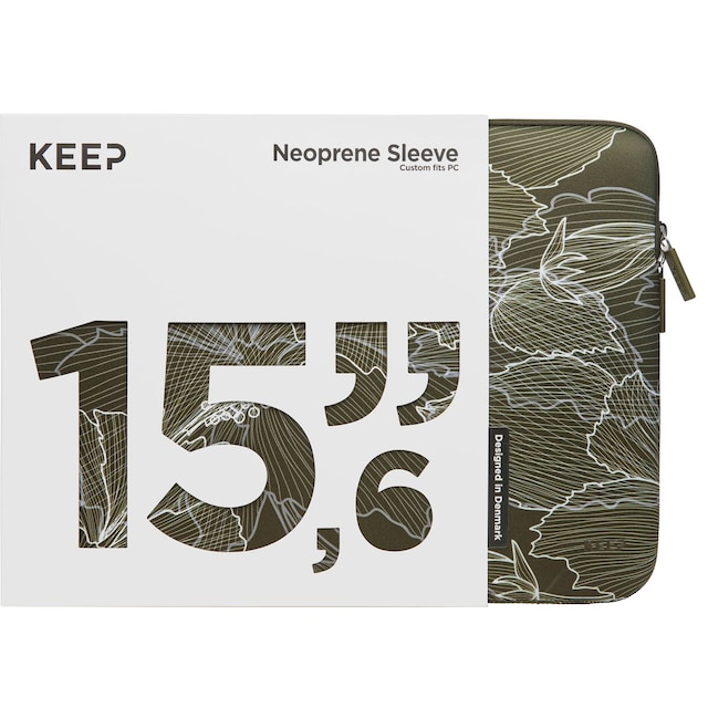 KEEP 15,6" Neoprene sleeve (ivy green flower)