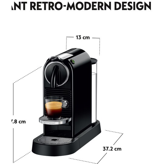 NESPRESSO® CitiZ kaffemaskine fra DeLonghi, Sort | Elgiganten