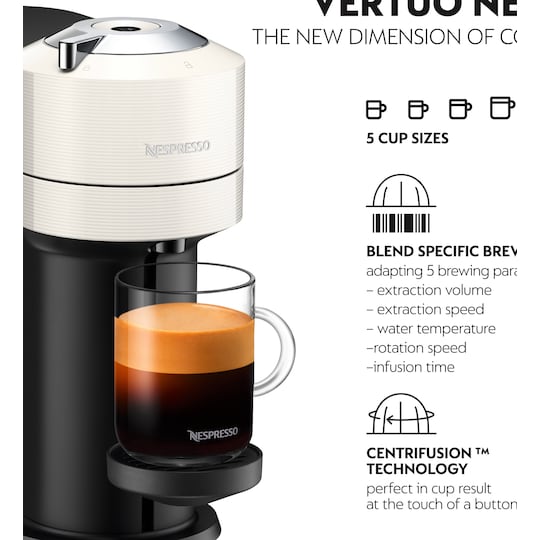 NESPRESSO® Vertuo Next kaffemaskine fra DeLonghi, Hvid | Elgiganten