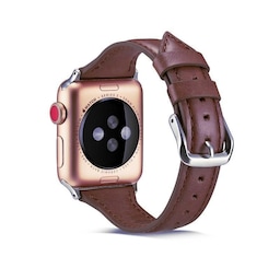 SKALO Smalt læderarmbånd Apple Watch 42/44/45/49mm - Mørkebrun