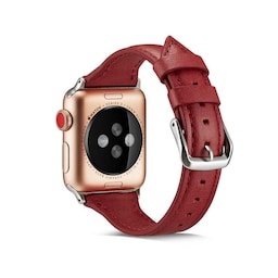 SKALO Smalt læderarmbånd Apple Watch 42/44/45/49mm - Rød