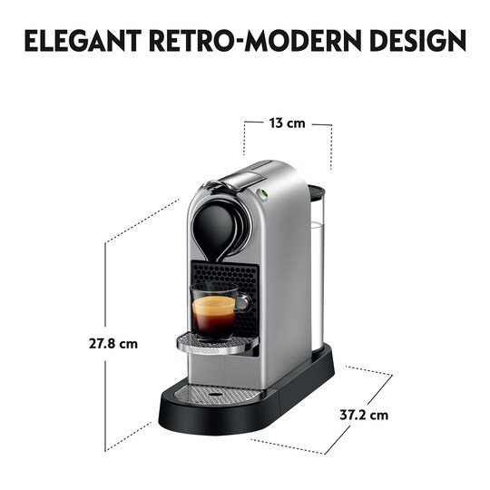 NESPRESSO® CitiZ kaffemaskine fra Krups, Silver | Elgiganten