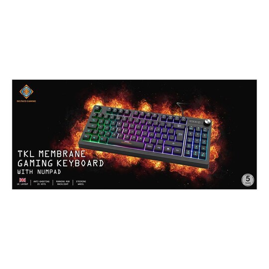 DELTACO GAMING TKL membran gaming tastatur, RGB, britisk layout, bla |  Elgiganten