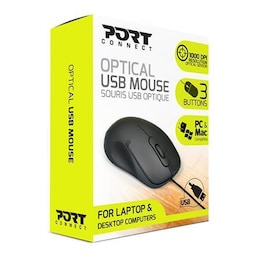 PORT DESIGNS PRO Mouse 900400-P Sort, optisk USB-mus