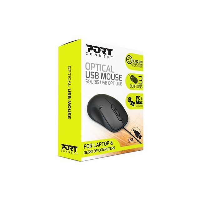 PORT DESIGNS PRO Mouse 900400-P Sort, optisk USB-mus