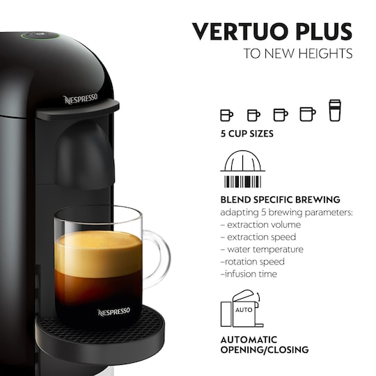 NESPRESSO® VertuoPlus-kaffemaskine fra Krups, Sort | Elgiganten