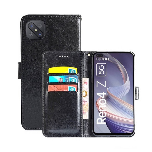 Wallet Cover 3-kort Oppo Reno4 Z 5G  - sort