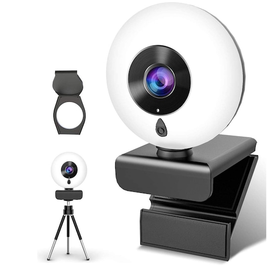 NÖRDIC USB Webcam 1080P Full HD 30 fps med Ring Light Zoom Mikrofon Skype  FaceTime Teams Videokonferensing 4megapixel webcam | Elgiganten