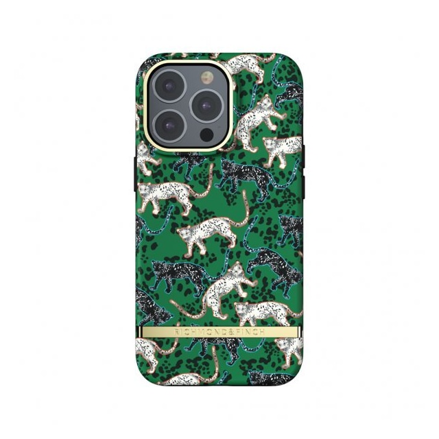 Richmond & Finch iPhone 13 Pro Cover Green Leopard
