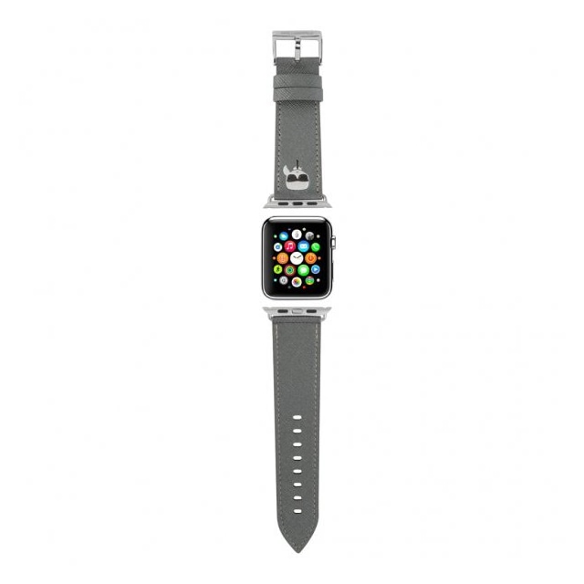 Karl Lagerfeld Apple Watch 42/44/45mm/Apple Watch Ultra Armbånd Saffiano Sølv
