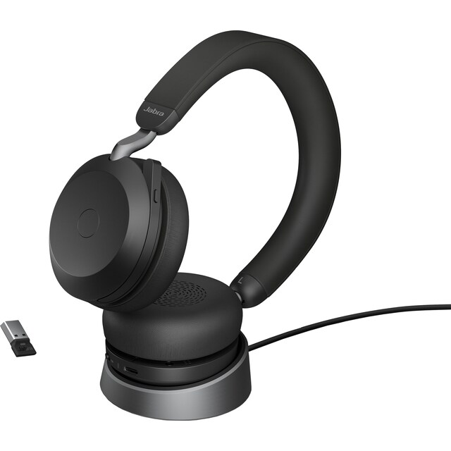 Jabra Evolve2 75 MS Stereo trådløse høretelefoner med stander