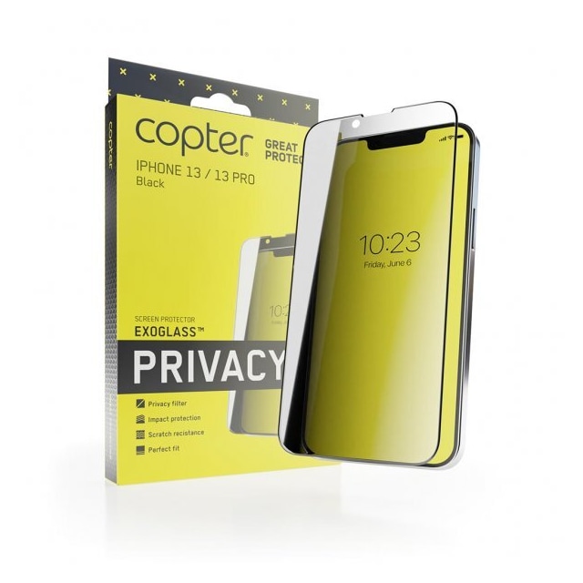 Copter iPhone 13/iPhone 13 Pro Skærmbeskytter Exoglass Curved Privacy