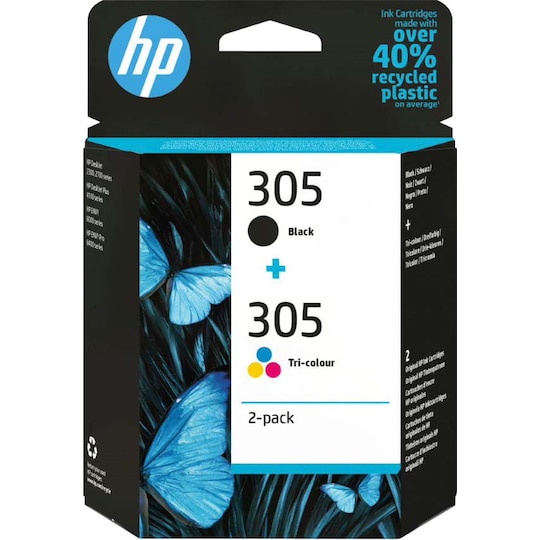 HP 305 2-Pack Black-/Tri-color-blækpatroner | Elgiganten
