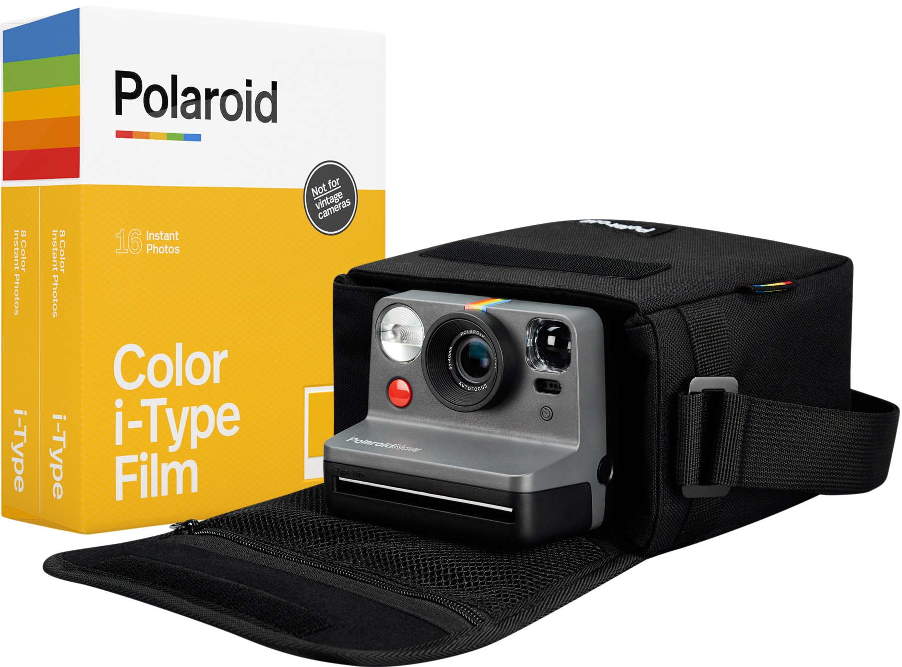Polaroid Now analogt kamera Black Kit med taske (sort/hvid) | Elgiganten