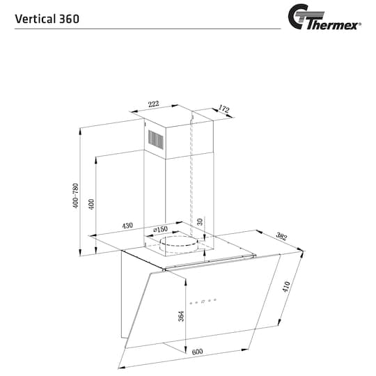 Thermex Vertical 360 emhætte VERTICAL360BL | Elgiganten