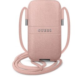 Guess Pouch Saffiano Large Lyserød