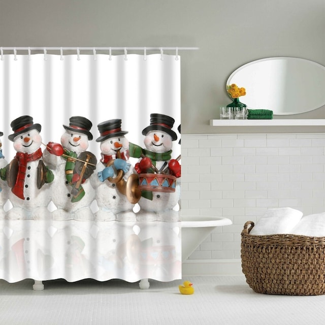 Badeværelsesbruseforhæng Shower Curtain Christmas - 4 snemænd