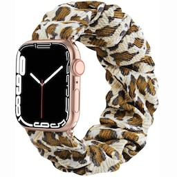 Scrunchie Elastic Armbånd Apple Watch 7 (45mm) - Leopard Gul