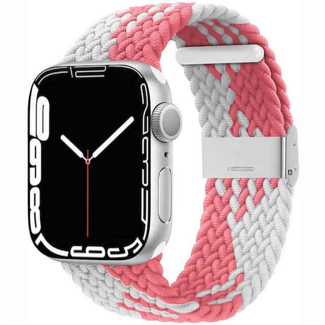 Flettet Elastik Armbånd Apple Watch 7 (45mm) - pinkwhite