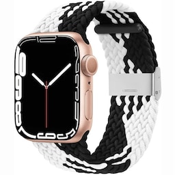 Flettet Elastik Armbånd Apple Watch 7 (41mm) - Sorthvid