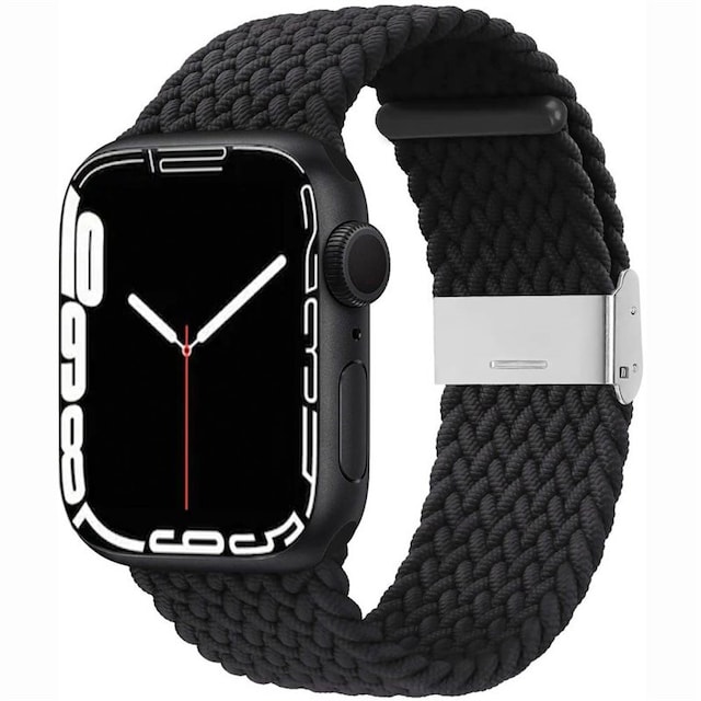 Flettet Elastik Armbånd Apple Watch 7 (45mm) - Sort