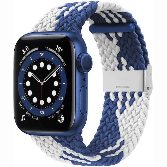 Flettet Elastik Armbånd Apple watch 6 (40mm) - Blåhvid