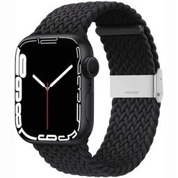 Flettet Elastik Armbånd Apple Watch 7 (41mm) - Sort