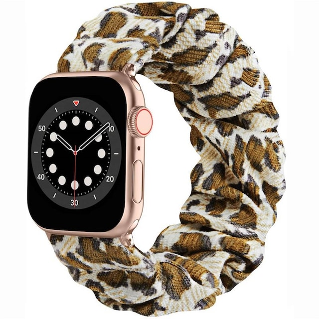 Scrunchie Elastic Armbånd Apple Watch 6 (40mm) - Leopard Gul