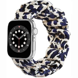 Scrunchie Elastic Armbånd Apple Watch 6 (44mm) - Leopard Blå
