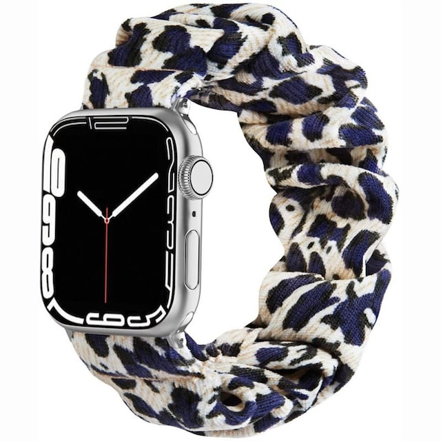 Scrunchie Elastic Armbånd Apple Watch 7 (41mm) - Leopard Blå