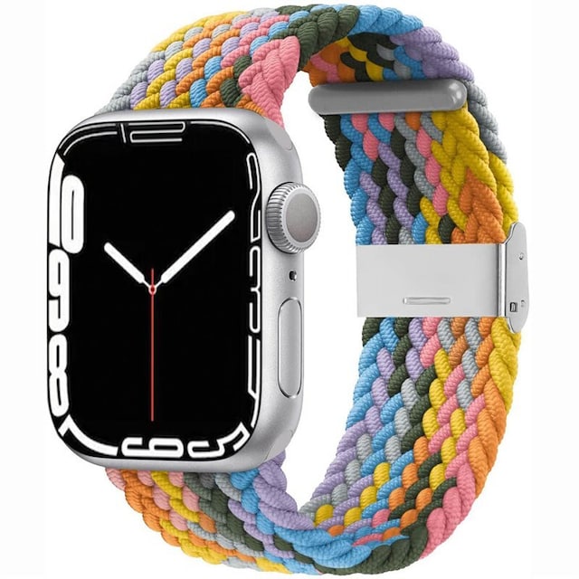 Flettet Elastik Armbånd Apple Watch 7 (45mm) - light rainbow