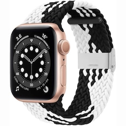 Flettet Elastik Armbånd Apple watch 6 (44mm) - Sorthvid