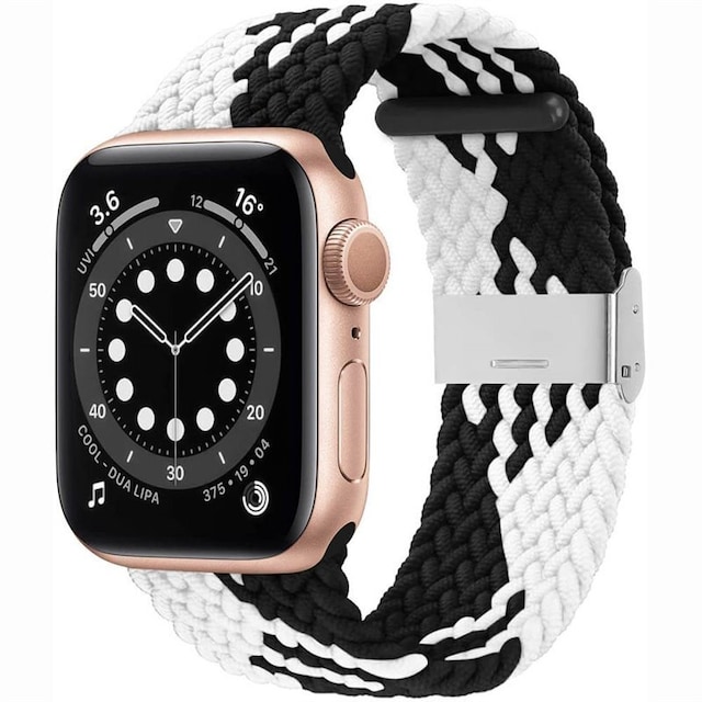 Flettet Elastik Armbånd Apple watch 6 (44mm) - Sorthvid