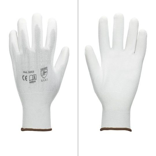 ECD 36 Germany pair PU-arbejde handsker, størrelse 9-L, farve hvid,  mekaniker | Elgiganten