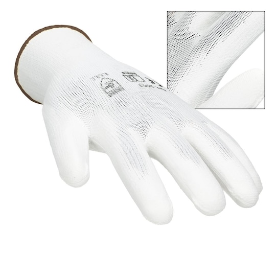 ECD 12 Germany pair PU-arbejde handsker, størrelse 9-L, farve hvid,  mekaniker | Elgiganten