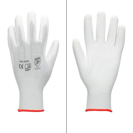 ECD Germany pair PU-arbejde handsker, størrelse 7-S, farve hvid, mekaniker  | Elgiganten