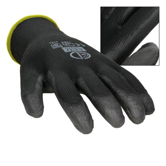 ECD 12 Germany pair PU-arbejde handsker, størrelse 8-M, Farve Sort,  mekaniker | Elgiganten