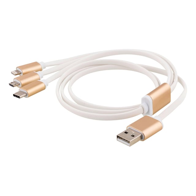 epzi Multi-Charger, USB-C, Lightning, Micro USB, USB-A, 1m, white