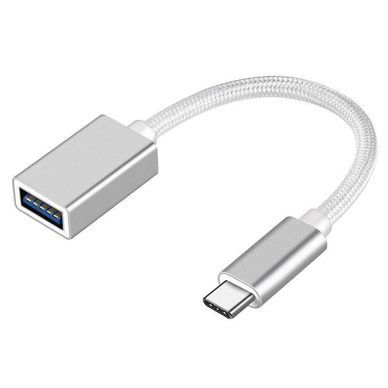 NÖRDIC USB3.2 Gen1 5 Gbps USB-A OTG til USB-C adapter aluminium 50 cm sølv  OTG til USB-C kabel | Elgiganten