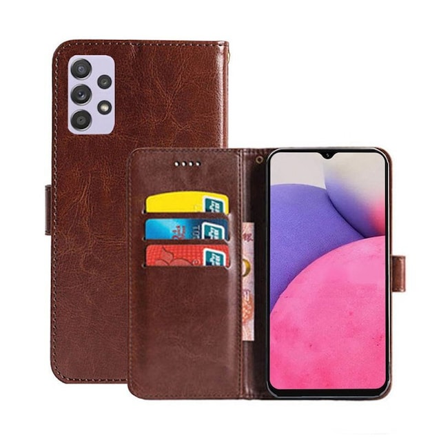 Samsung Galaxy A33 5G Wallet Cover 3-kort  - brun