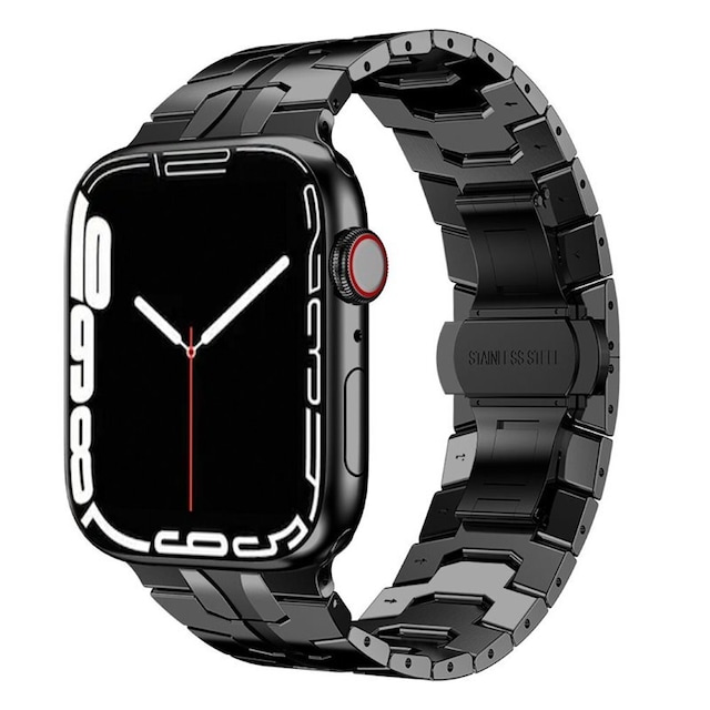 Iron Man Rustfrit Stål Armbånd Apple Watch 7 (41mm) - Sort
