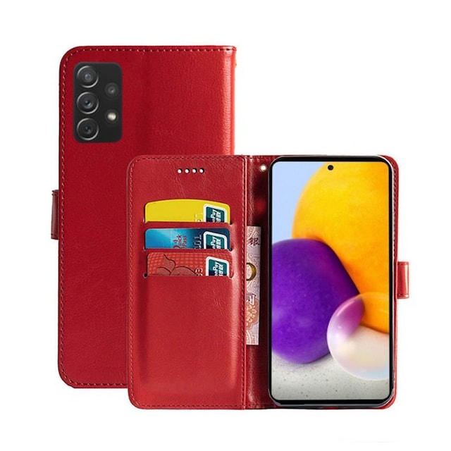 Samsung Galaxy A73 5G Wallet Cover 3-kort  - rød