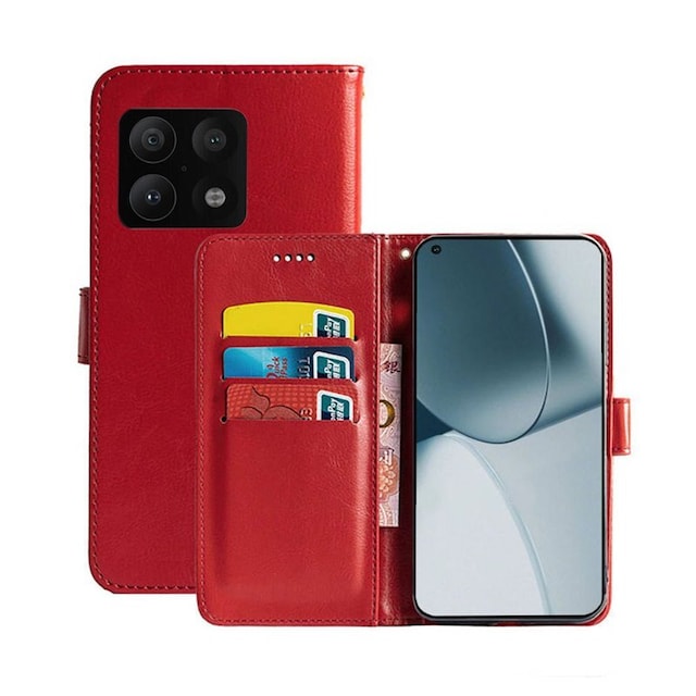 OnePlus 10 Pro Wallet Cover 3-kort  - rød