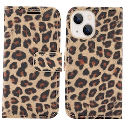 SKALO iPhone 13 Mini Leopardmønstret pungetui i PU-læder