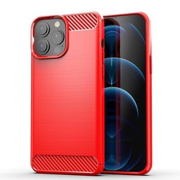 SKALO iPhone 13 Pro Max Armor Carbon Stødsikker TPU-cover - Rød