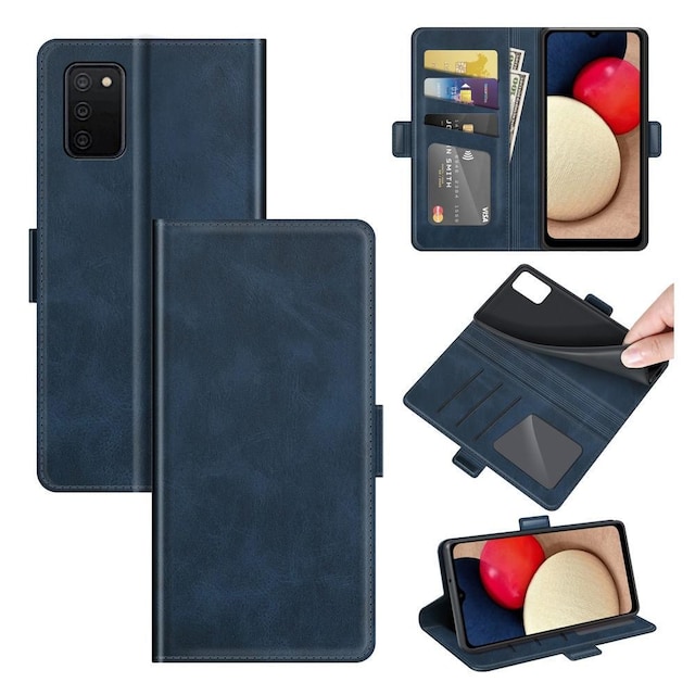 SKALO Samsung A02s / A03s Premium Wallet Flip Cover - Blå
