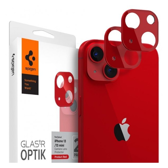 Spigen iPhone 13/iPhone 13 Mini Kameralinsebeskytter Glas.tR Optik 2-pack Product Red