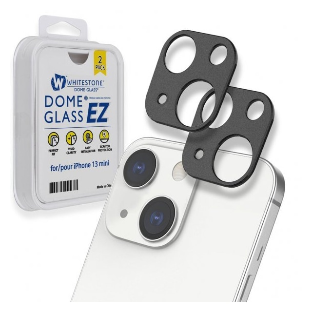 Whitestone Dome iPhone 13 Mini Kameralinsebeskytter Camera EZ 2-pack Sort