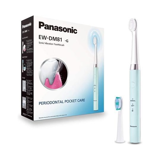 Panasonic elektrisk tandbørste EW-DM81-G503 Genopladelig, Til voksne, Antal  børstehoveder inkluderet 2, Antal tænder børstetilstande 2, Sonic  teknologi, Hvid/Mint | Elgiganten